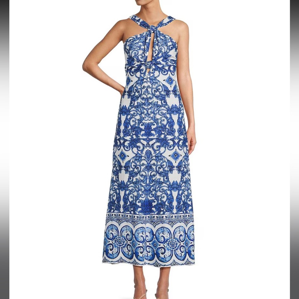 Beautiful Antonio Melani linen halter maxi dress